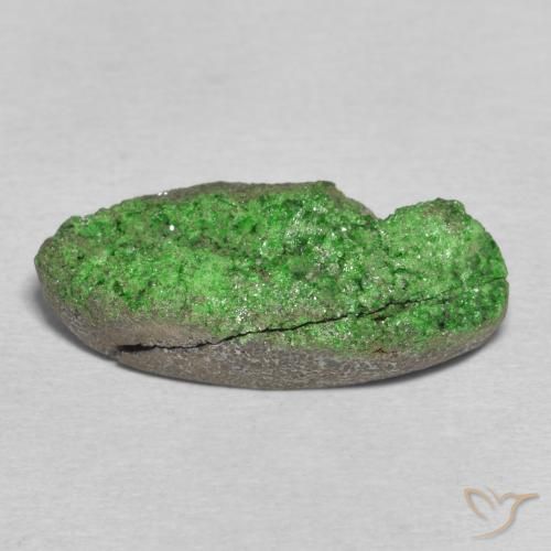 Uvarovite Garnet Drusy Gemstone in 20.8 x 10.2 mm Size for Sale, Uvarovite Garnet Drusy Stone in Dark Green Color