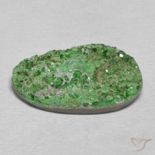 Uvarovite Garnet Drusy Gemstone in 18 x 13 mm (calibrated) Size for Sale, Uvarovite Garnet Drusy Stone in Deep Green Color