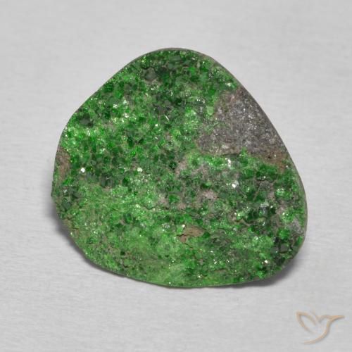 12.59 ct Green Uvarovite Garnet Drusy Stone, Natural Uvarovite Garnet Drusy in Fancy Crystal Cluster Shape for Sale