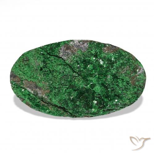 18.26ct Green Uvarovite Garnet Drusy, Oval, Opaque