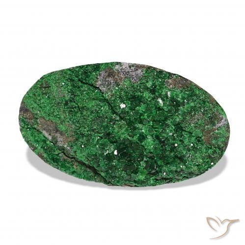 18.26 ct Green Uvarovite Garnet Drusy Stone, Natural Uvarovite Garnet Drusy in Oval Crystal Cluster Shape for Sale