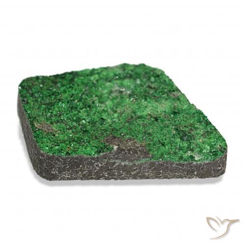 Uvarovite Garnet Drusy Gemstone in 30 x 22 mm (calibrated) Size for Sale, Uvarovite Garnet Drusy Stone in Dark Green Color