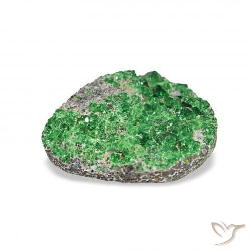Uvarovite Garnet Drusy Gemstone in 13.4 x 11.2 mm Size for Sale, Uvarovite Garnet Drusy Stone in Dark Green Color