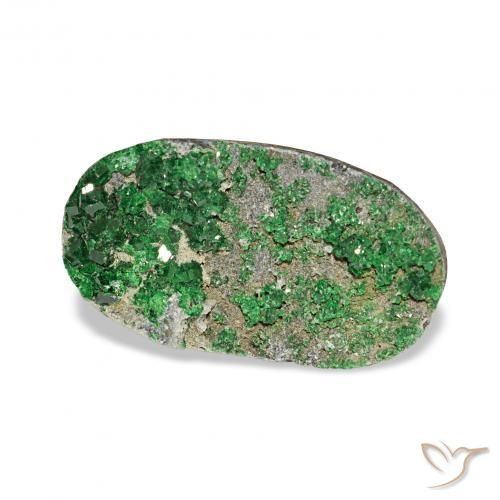 7.91 ct Green Uvarovite Garnet Drusy Stone, Natural Uvarovite Garnet Drusy in Oval Crystal Cluster Shape for Sale
