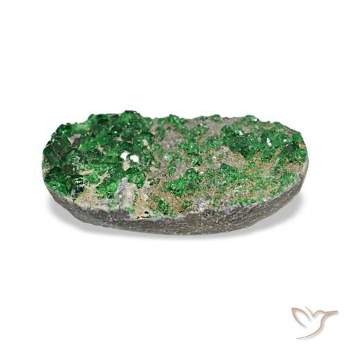 Uvarovite Garnet Drusy Gemstone in 17.5 x 9.8 mm Size for Sale, Uvarovite Garnet Drusy Stone in Deep Earthy Green Color