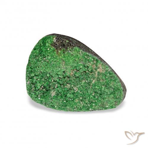 4.86 ct Green Uvarovite Garnet Drusy Stone, Natural Uvarovite Garnet Drusy in Trillion Crystal Cluster Shape for Sale