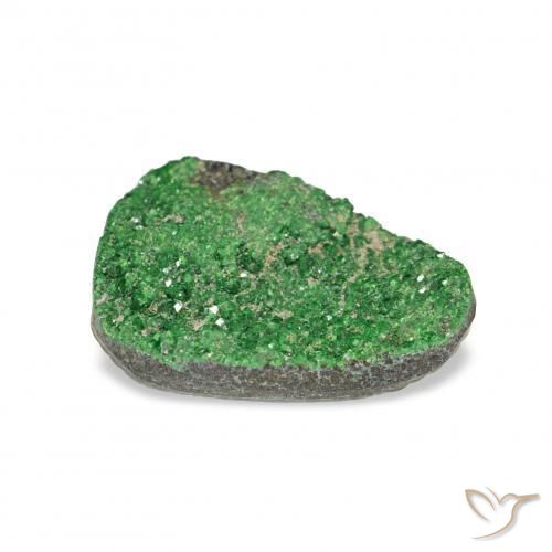 Uvarovite Garnet Drusy Gemstone in 13.3 x 9.8 mm Size for Sale, Uvarovite Garnet Drusy Stone in Dark Green Color