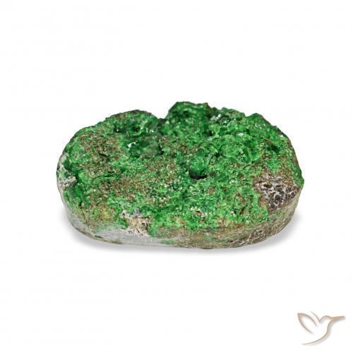 Uvarovite Garnet Drusy Gemstone in 13 x 9.5 mm Size for Sale, Uvarovite Garnet Drusy Stone in Deep Earthy Green Color