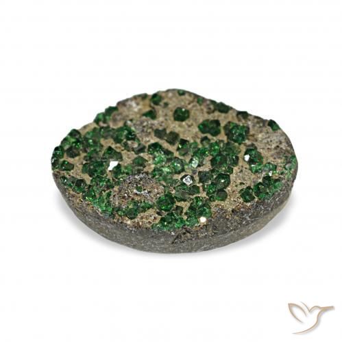 Uvarovite Garnet Drusy Gemstone in 13.8 x 11.6 mm Size for Sale, Uvarovite Garnet Drusy Stone in Green Color