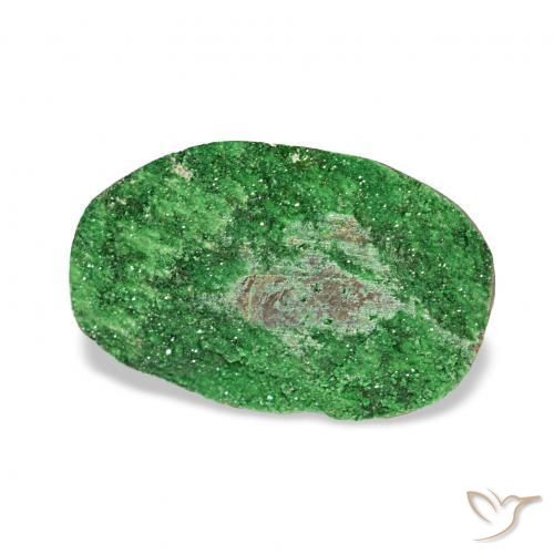 5.69 ct Green Uvarovite Garnet Drusy Stone, Natural Uvarovite Garnet Drusy in Oval Crystal Cluster Shape for Sale