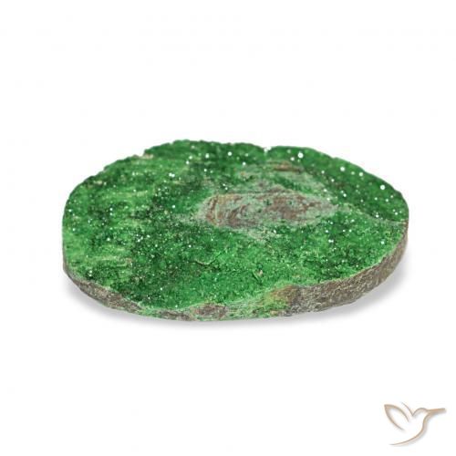 Uvarovite Garnet Drusy Gemstone in 15 x 10 mm (calibrated) Size for Sale, Uvarovite Garnet Drusy Stone in Deep Earthy Green Color
