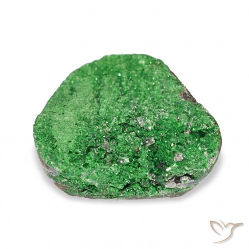Uvarovite Garnet Drusy Gemstone in 14.3 x 14.1 mm Size for Sale, Uvarovite Garnet Drusy Stone in Dark Green Color