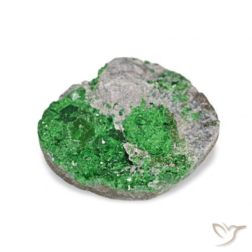 Uvarovite Garnet Drusy Gemstone in 14.7 x 13.8 mm Size for Sale, Uvarovite Garnet Drusy Stone in Deep Earthy Green Color