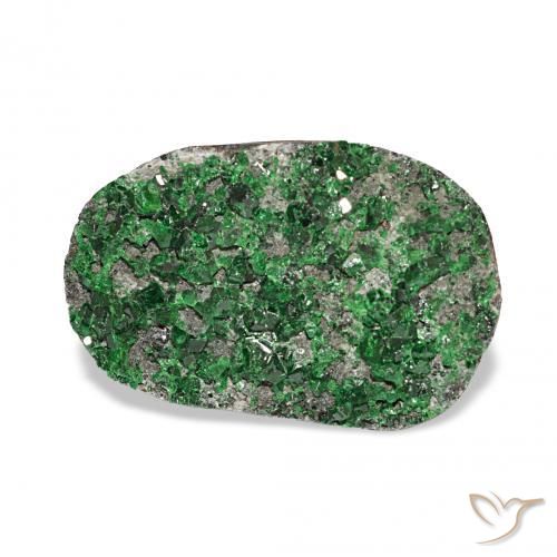 15.06 ct Green Uvarovite Garnet Drusy Stone, Natural Uvarovite Garnet Drusy in Oval Crystal Cluster Shape for Sale