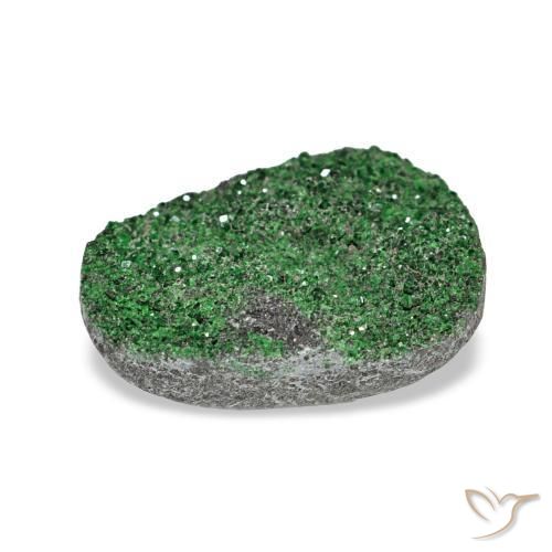 Uvarovite Garnet Drusy Gemstone in 13.1 x 9.1 mm Size for Sale, Uvarovite Garnet Drusy Stone in Green Color
