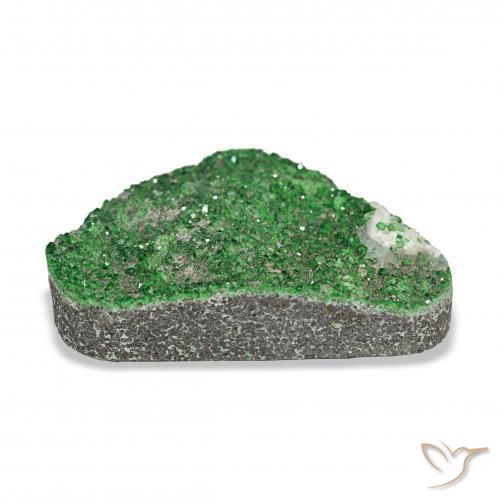 Uvarovite Garnet Drusy Gemstone in 23 x 14.8 mm Size for Sale, Uvarovite Garnet Drusy Stone in Deep Earthy Green Color