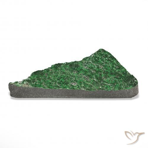 Uvarovite Garnet Drusy Gemstone in 56.8 x 27.6 mm Size for Sale, Uvarovite Garnet Drusy Stone in Green Color