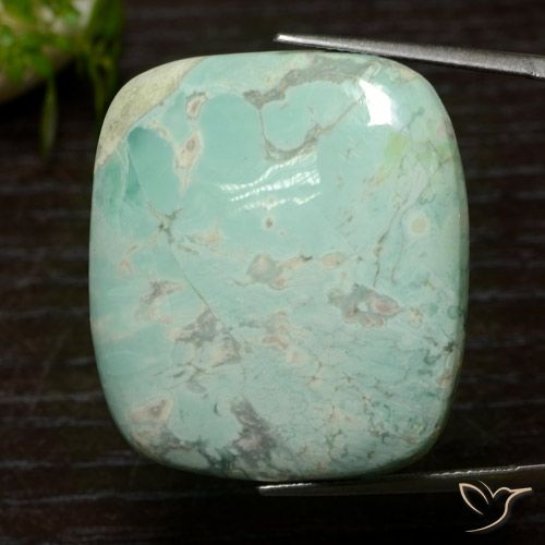 50.79ct Cushion Cabochon Green Variscite from Australia, Dimension 31.4 x 28.9mm, Natural untreated Gemstone, Opaque Clarity, 1 piece Variscite in Light Sea Green Color, Mohs Hardness of 4 - 5, Photo A