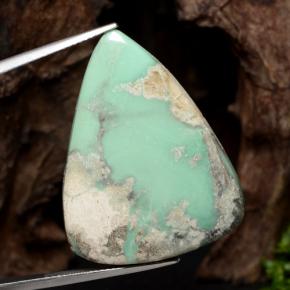 28.69 ct Green Variscite Gemstone, Variscite Gem in Trillion Cabochon Shape for Sale.