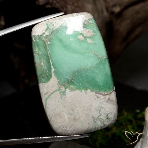 46.66ct Cushion Cabochon Green Variscite from Australia, Dimension 38.2 x 23.8mm, Natural untreated Gemstone, Opaque Clarity, 1 piece Variscite in Light Green Color, Mohs Hardness of 4 - 5, Photo A