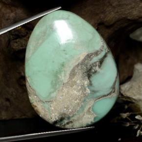 Vert clair Variscite gemme - 60.1ct Poire cabochon (ID: 474663)