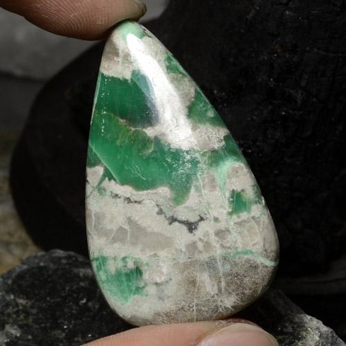 Medium Green 磷鋁石 Gem - 61.8ct 梨形凸面型 (ID: 474667)