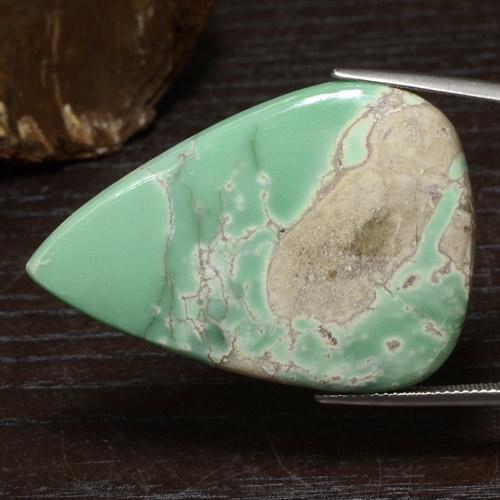 43.90 ct Green Variscite Stone, Natural Variscite in Pear Cabochon Shape for Sale