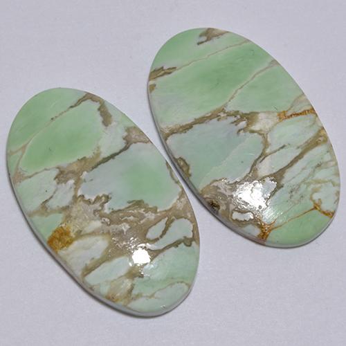 12.39 ctw Green Variscite Gemstones, Variscite Gems in Oval Cabochon Shape for Sale.