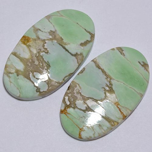12.39 ctw Green Variscite Stones, Natural Variscite in Oval Cabochon Shape for Sale