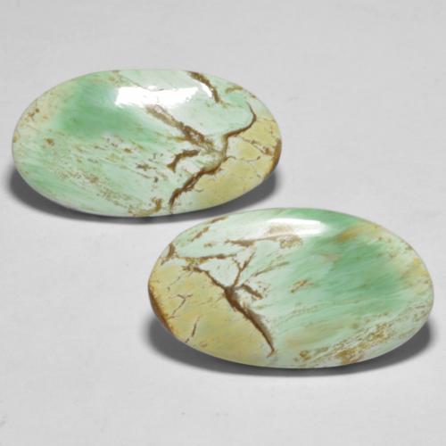 Verde amarillento Variscita Gema - 7.4ct Cabujón Óvalo (ID: 554024)