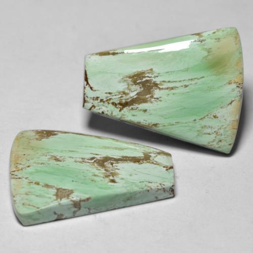 Vert jaunâtre Variscite gemme - 6.6ct Cabochon trapézoïdal (ID: 555076)