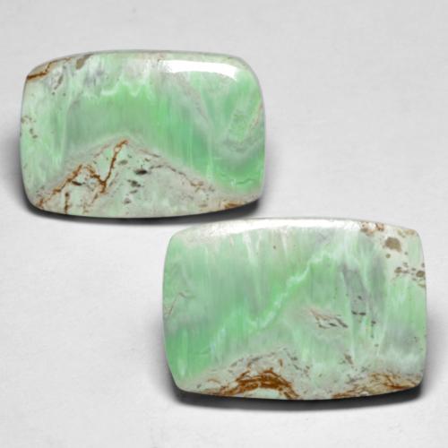 Vert jaunâtre Variscite gemme - 6ct Coussin Cabochon (ID: 555084)