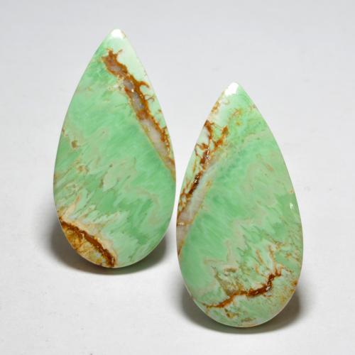 Verde amarillento Variscita Gema - 9.7ct Cabujón Pera (ID: 555538)