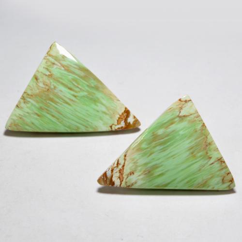 Vert jaunâtre Variscite gemme - 7.3ct Cabochon Triangle (ID: 555545)