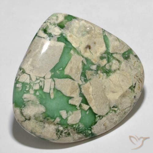 55.35 ct Green Variscite Stone, Natural Variscite in Pear Cabochon Shape for Sale