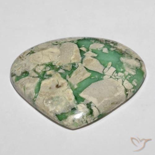 Variscite Gemstone in 39.8 x 36 mm Size for Sale, Variscite Stone in Medium Green Color