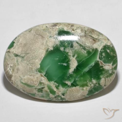 37.5 x 25.9mm Oval Cabochon Green Variscite from Australia, Weight of 45.27ct, Natural untreated Gemstone in Opaque Clarity, 1pc Variscite - Color: Medium Green, Mohs Hardness of 4 - 5, Photo A