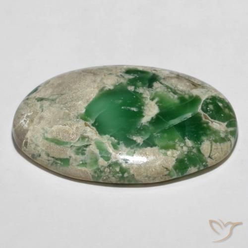 Variscite Gemstone in 37.5 x 25.9 mm Size for Sale, Variscite Stone in Medium Green Color