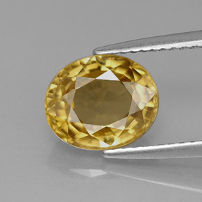 3.95 ct Yellow Zircon Gemstone, Zircon Gem in Oval Facet Shape for Sale.