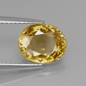 3.95 ct Yellow Zircon Stone, Natural Zircon in Oval Facet Shape for Sale