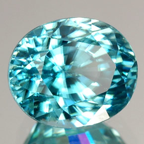 3.54 ct Blue Zircon Stone, Natural Zircon in Oval Facet Shape for Sale