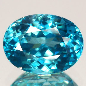 2.49 ct Blue Zircon Gemstone, Zircon Gem in Oval Facet Shape for Sale.