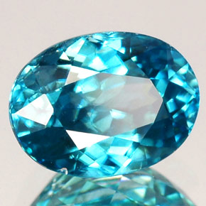 2.49 ct Blue Zircon Stone, Natural Zircon in Oval Facet Shape for Sale