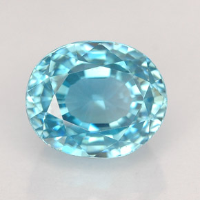 2.99 ct Blue Zircon Gemstone, Zircon Gem in Oval Facet Shape for Sale.