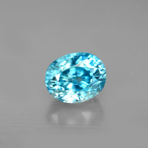 2.66 ct Blue Zircon Gemstone, Zircon Gem in Oval Facet Shape for Sale.