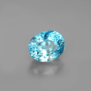 2.66 ct Blue Zircon Stone, Natural Zircon in Oval Facet Shape for Sale