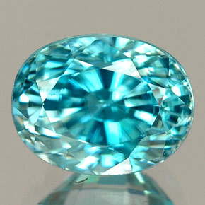 3.57 ct Blue Zircon Gemstone, Zircon Gem in Oval Facet Shape for Sale.