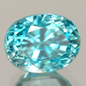 3.57 ct Blue Zircon Stone, Natural Zircon in Oval Facet Shape for Sale