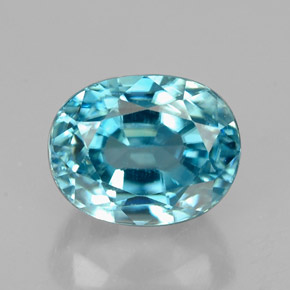 2.92 ct Blue Zircon Gemstone, Zircon Gem in Oval Facet Shape for Sale.