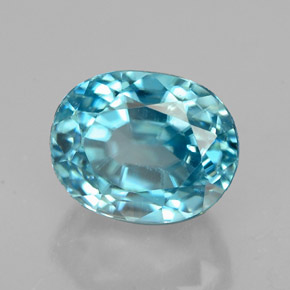 2.92 ct Blue Zircon Stone, Natural Zircon in Oval Facet Shape for Sale